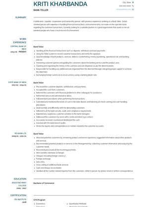 Bank Teller Resume Sample and Template