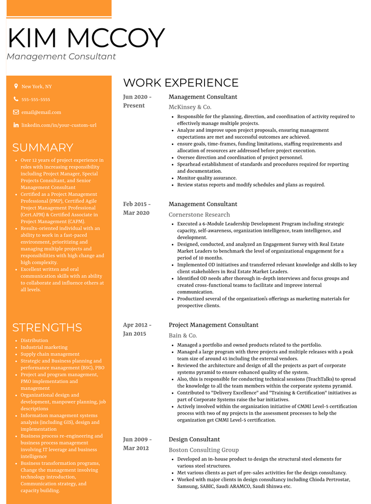 Resume that stands out: Gallant template