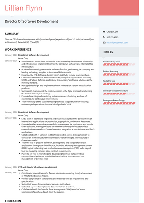 Director Of Software Development Resume Sample and Template