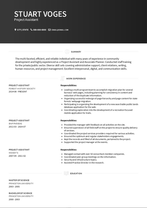 Project Assistant Resume Sample and Template