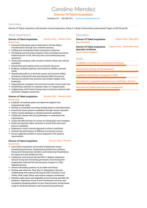 Director Of Talent Acquisition Resume Sample and Template