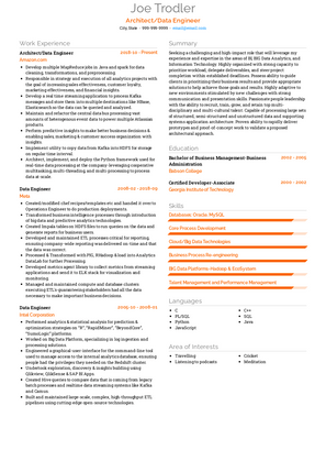 Data Engineer Resume Sample and Template