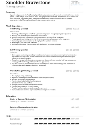 Training Specialist Resume Sample and Template