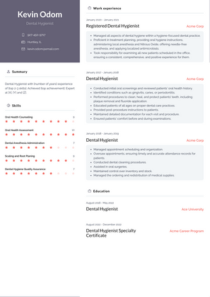 Dental Hygienist Resume Sample and Template