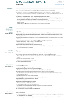 IT Specialist Resume Sample and Template