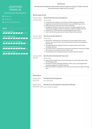 New Business Development Resume Sample and Template
