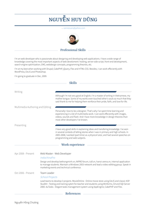 Web Master   Web Developer Resume Sample and Template