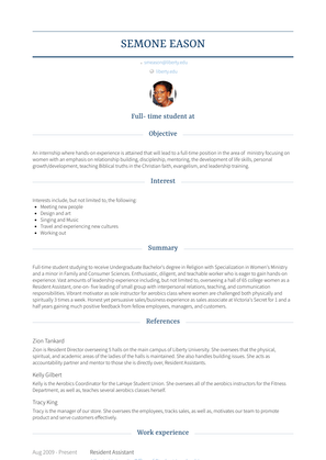 Resident Assistant Resume Sample and Template