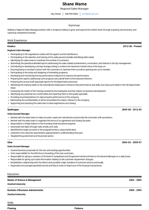 Regional Sales Manager Resume Sample and Template