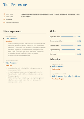 Title Processor Resume Sample and Template