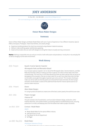 Contract   Model Maker Resume Sample and Template