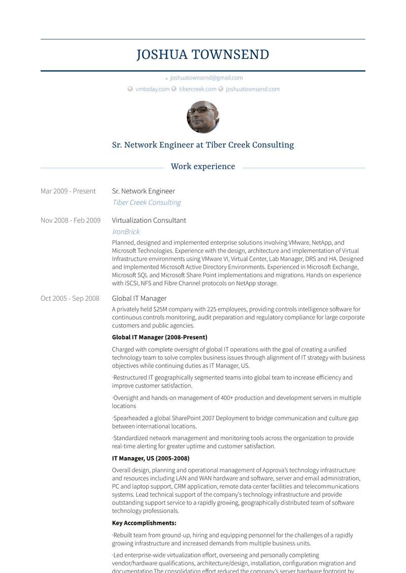 Sr. Network Engineer Resume Sample and Template
