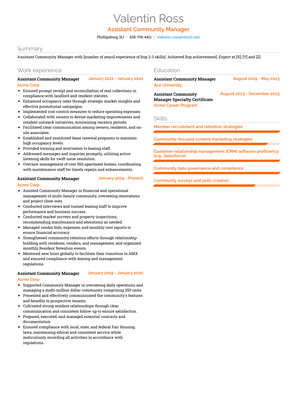 Assistant Community Manager Resume Sample and Template
