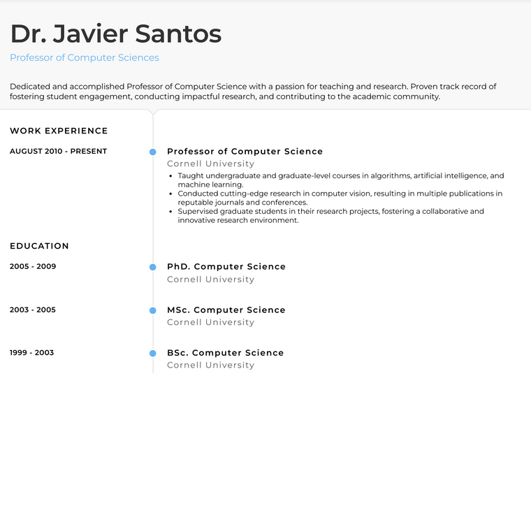 Academic Resume Template - Air