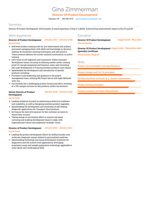 Director Of Product Development Resume Sample and Template