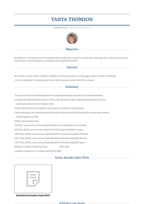Teacher's Assistant, Marketing Resume Sample and Template