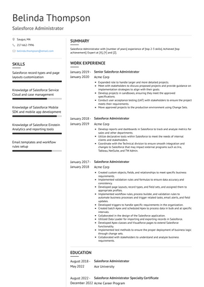 Salesforce Administrator Resume Sample and Template