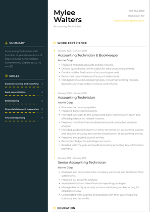 Accounting Technician Resume Sample and Template