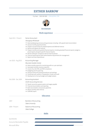 Senior Accountant Resume Sample and Template