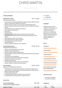 Medical Doctor Resume Sample and Template
