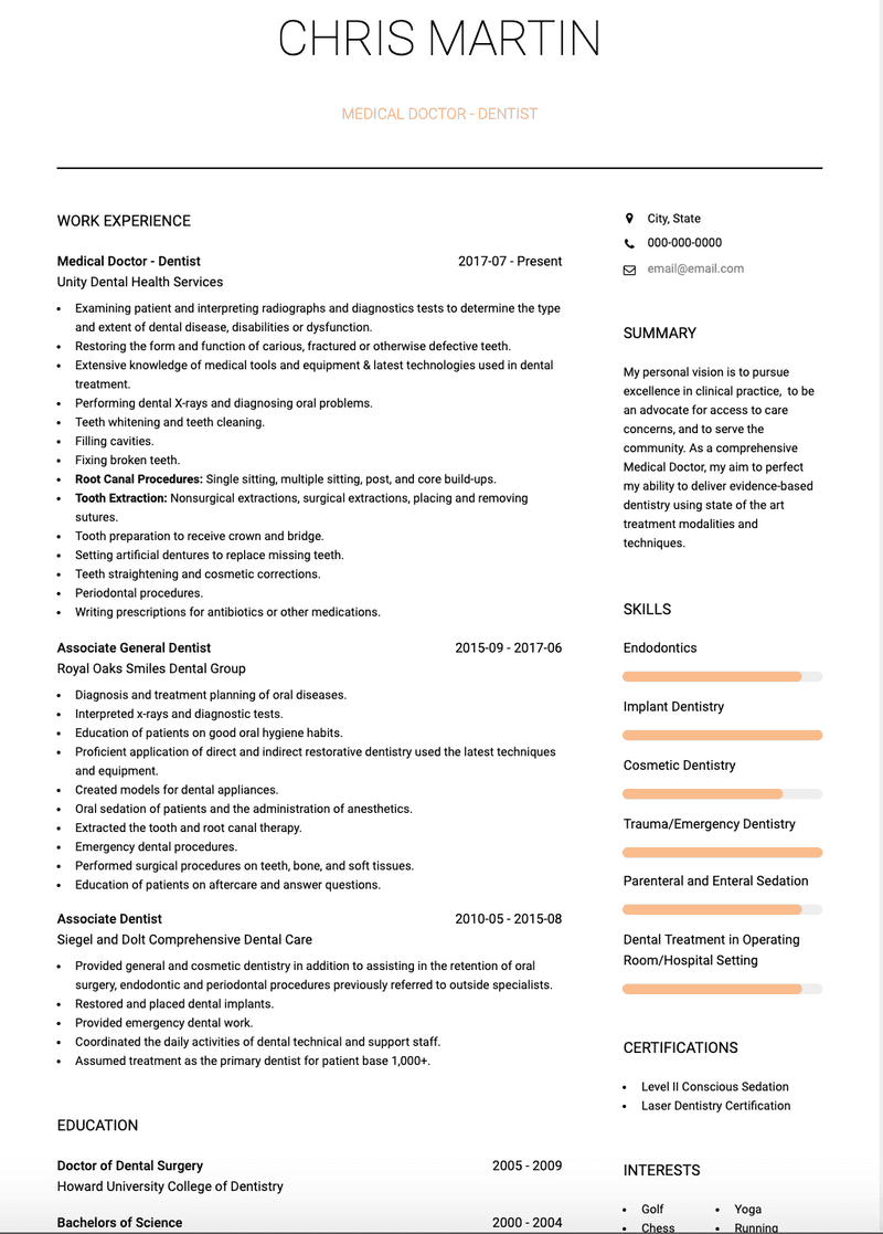 Curriculum Vitae Template Doctor