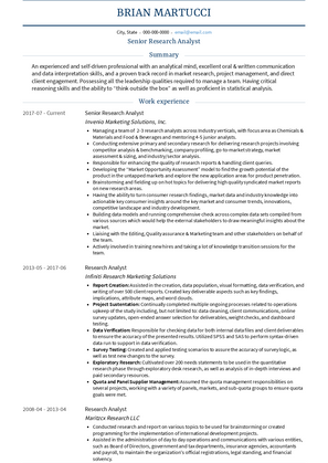 Senior Analyst Resume Sample and Template