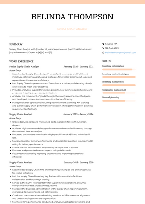 Supply Chain Analyst Resume Sample and Template