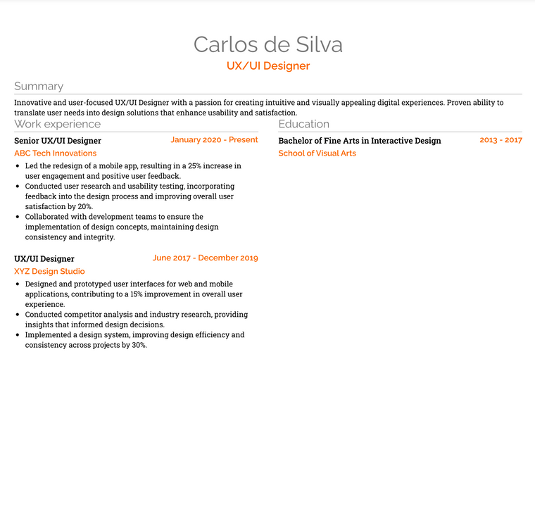 Visual Resume Template - Vida