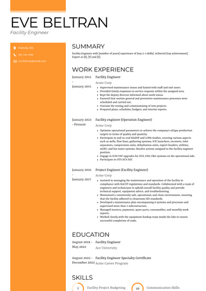 Facility Engineer Resume Sample and Template