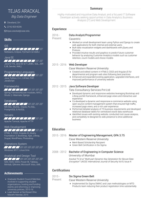 Web Developer Resume Sample and Template