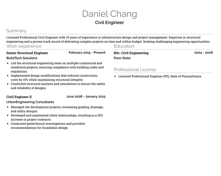 Modern Black and White Resume Template