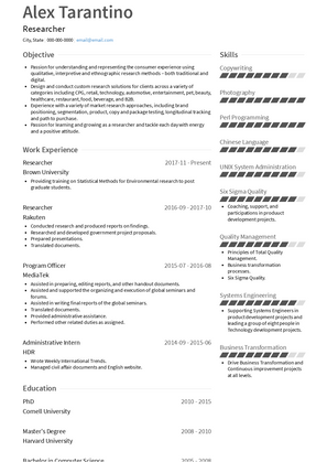 Researcher Resume Sample and Template