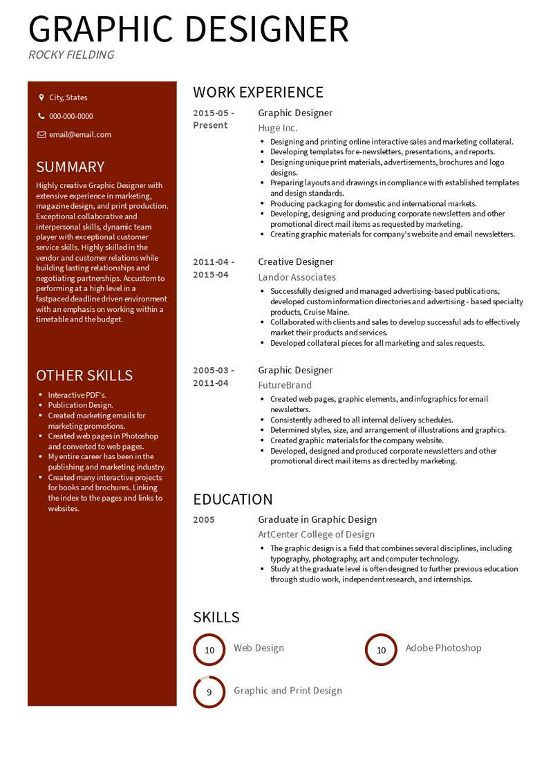 Graphic Design Resume Sample and Template
