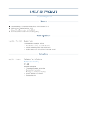 Student Tutor Resume Sample and Template