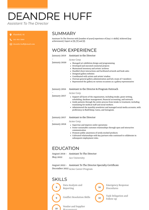 Assistant To The Director Resume Sample and Template