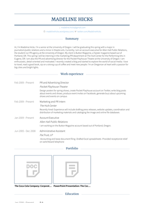 Pr And Advertising Director Resume Sample and Template