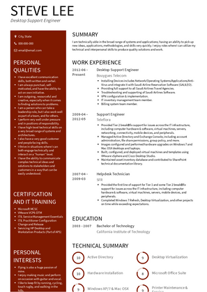 Desktop Support Engineer Resume Sample and Template