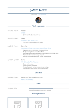 Referee Resume Sample and Template