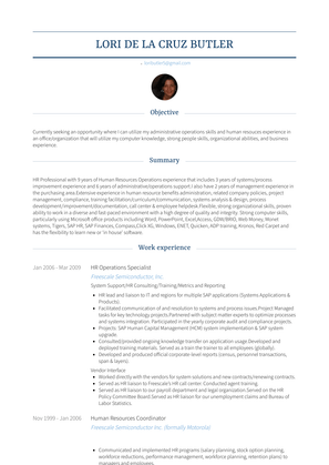 Hr Operations Specialist Resume Sample and Template
