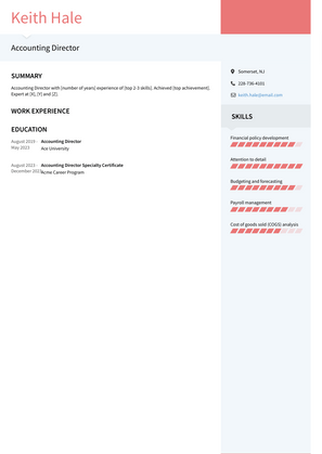 Accounting Director Resume Sample and Template