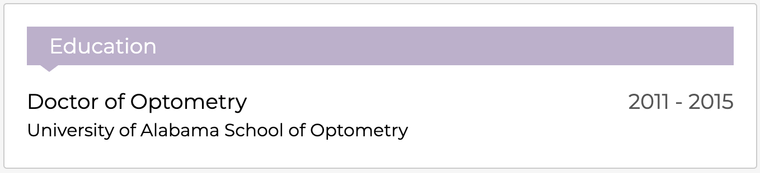 Optometrist CV: Education