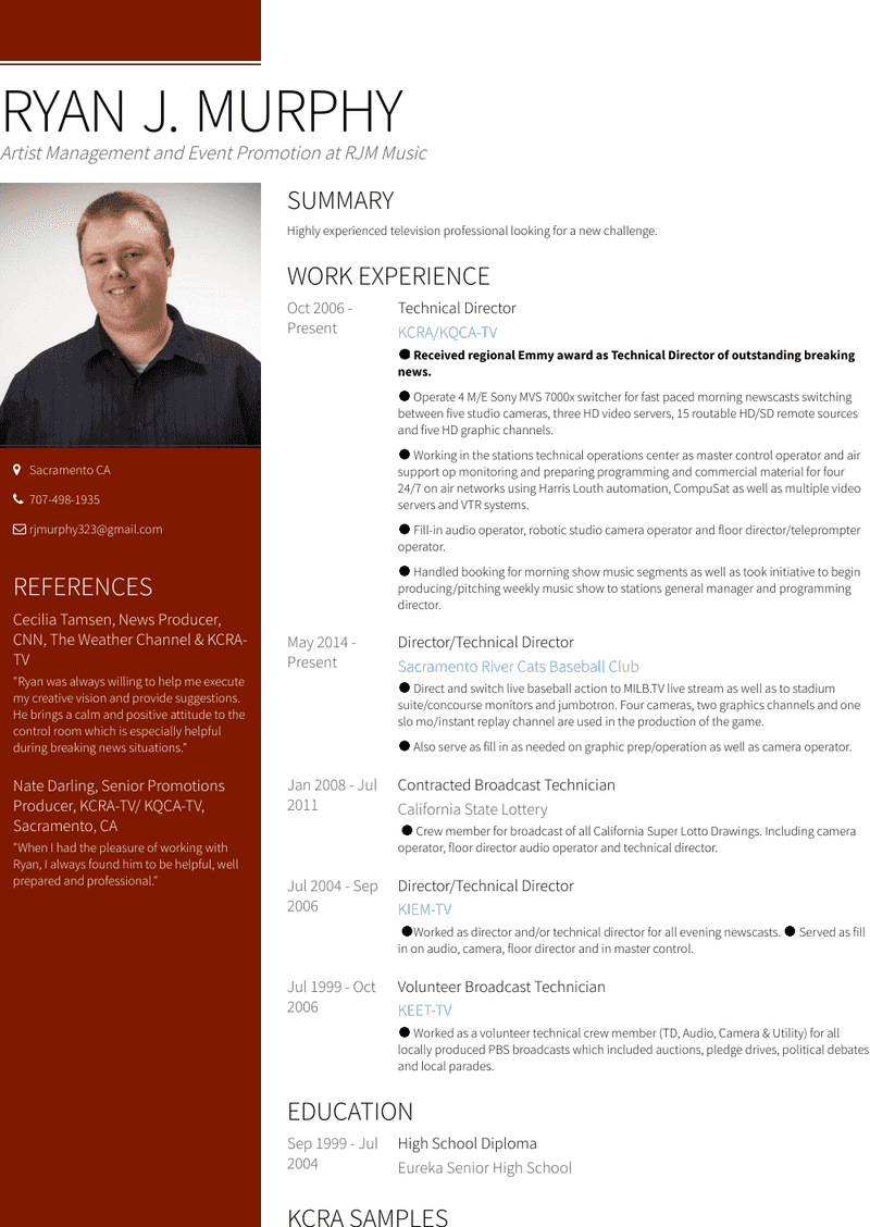 Technical Director Resume Sample and Template
