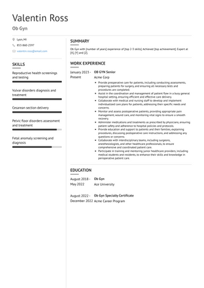 Ob Gyn Resume Sample and Template