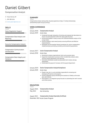 Compensation Analyst Resume Sample and Template