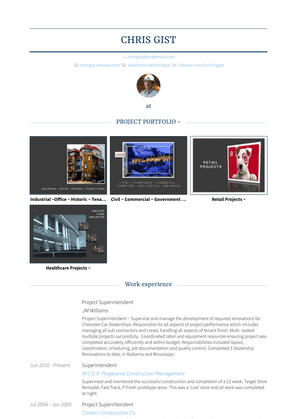 Project Superintendent Resume Sample and Template