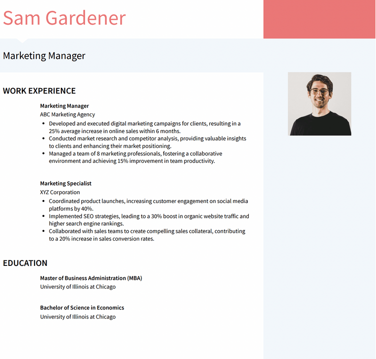 Customizable Photo Resume Template - Modern
