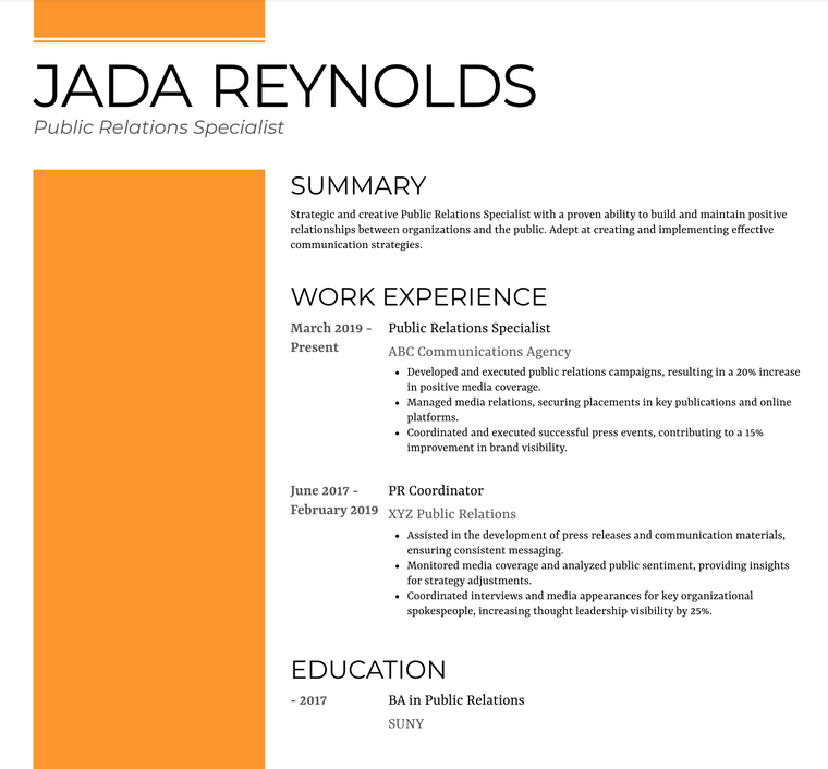 Google Docs CV Template - Gallant