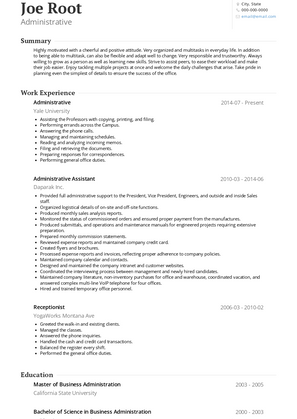 Administrative Resume Sample and Template