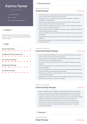 Design Manager Resume Sample and Template