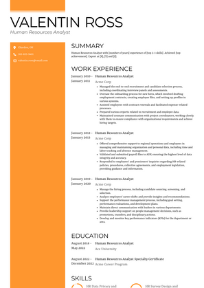 Human Resources Analyst Resume Sample and Template